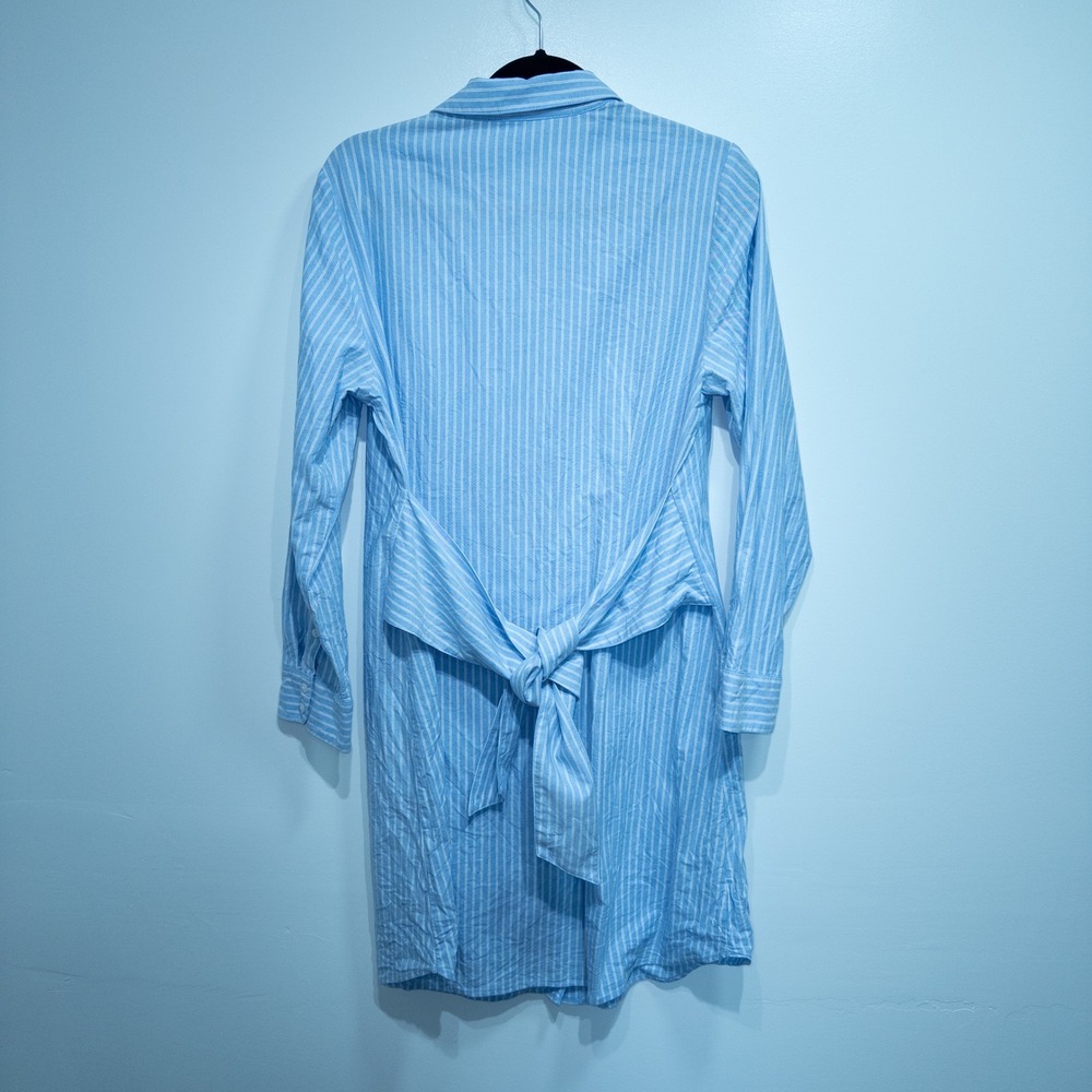Draper James‎ Blue Stripe Oxford Shirting Isabella Shirt Dress Large - Picture 7 of 8